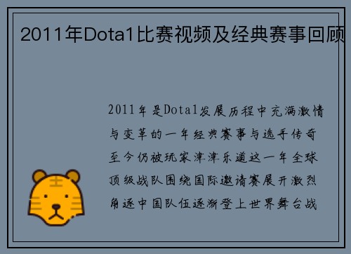 2011年Dota1比赛视频及经典赛事回顾